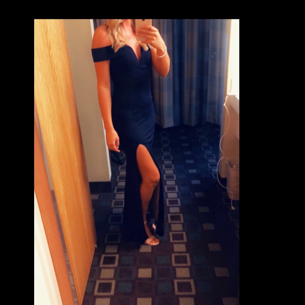 Long navy blue gown